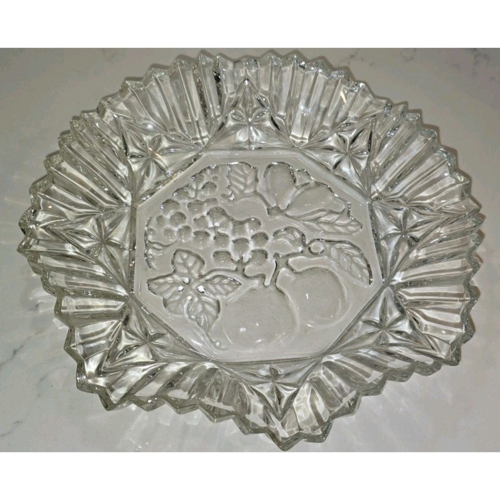 Vintage Federal Glass Pioneer Fruit Pattern Serving Platter 11" Pressed Glass